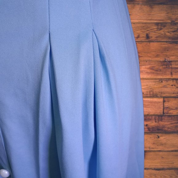 Light Blue Fitted Mini Dress w/Puff Sleeves - Picture 5 of 6